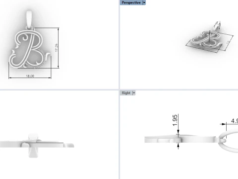 Ornament letter B model 773 3D Print Model