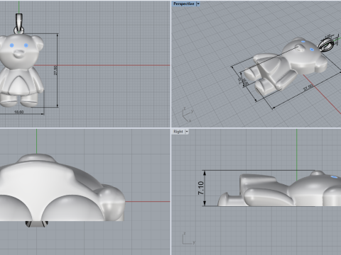 Bear pendant model 701 3D Print Model