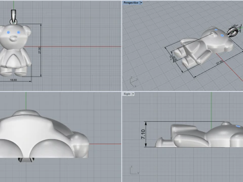 Bear pendant model 701 3D Print Model