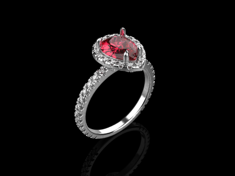 Pear shape engagement ring model 704 3D Print Model