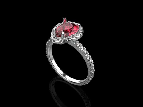 Pear shape engagement ring model 704 3D Print Model