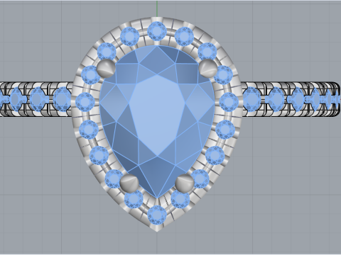 Pear shape engagement ring model 704 3D Print Model