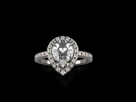 Pear shape engagement ring model 704 3D Print Model