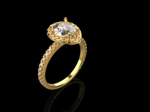 Pear shape engagement ring model 704 3D Print Model