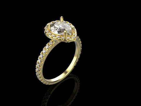 Pear shape engagement ring model 704 3D Print Model