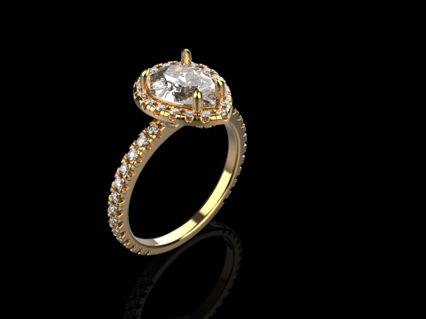 Pear shape engagement ring model 704 3D Print Model