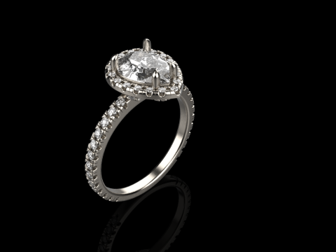 Pear shape engagement ring model 704 3D Print Model