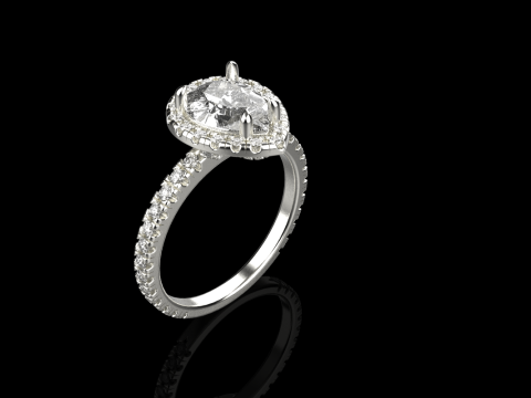 Pear shape engagement ring model 704 3D Print Model