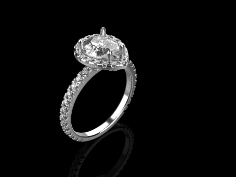 Pear shape engagement ring model 704 3D Print Model