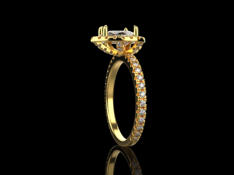 Pear shape engagement ring model 704 3D Print Model