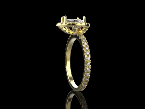 Pear shape engagement ring model 704 3D Print Model