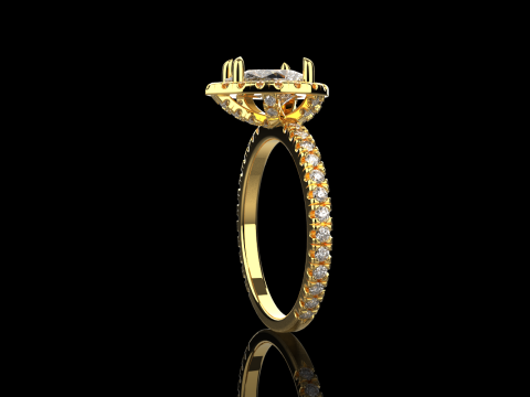 Pear shape engagement ring model 704 3D Print Model