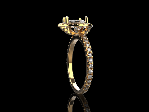 Pear shape engagement ring model 704 3D Print Model