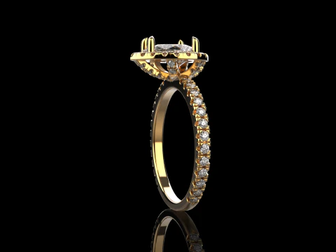 Pear shape engagement ring model 704 3D Print Model