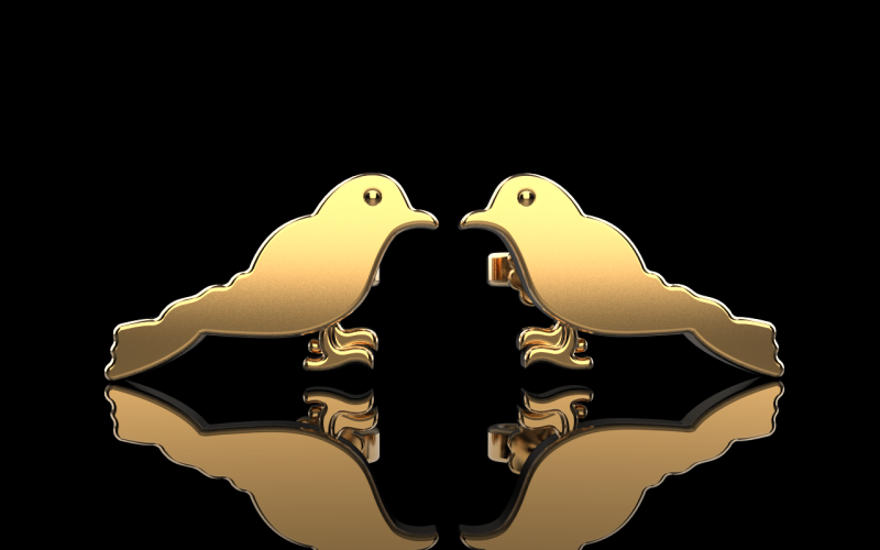 Bird stud earring model 706 3D Print Model .c4d .max .obj .3ds .fbx .stl .blend 