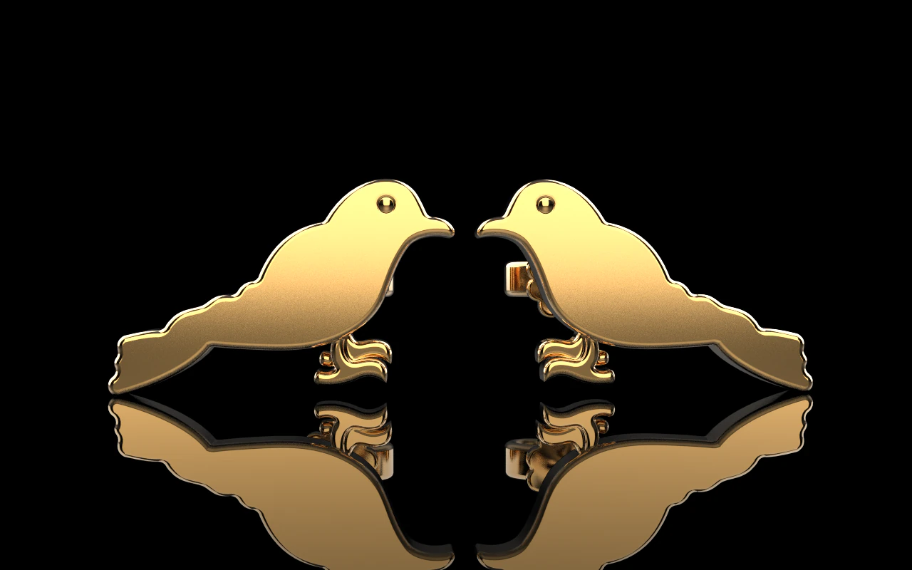 Bird stud earring model 706 3D Print Model .c4d .max .obj .3ds .fbx .stl .blend 