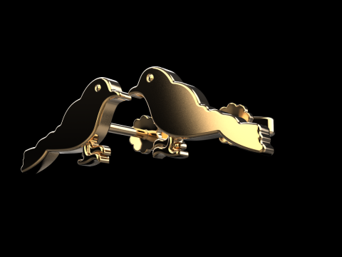 Bird stud earring model 706 3D Print Model