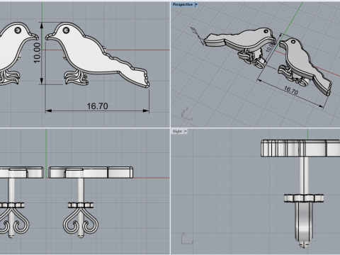 Bird stud earring model 706 3D Print Model