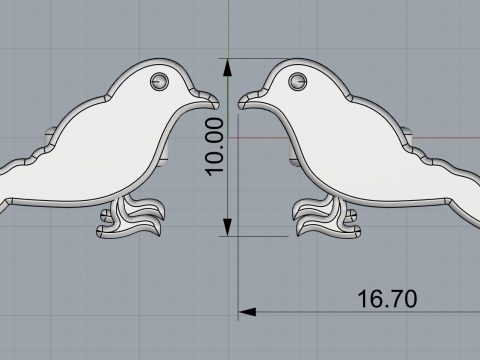 Bird stud earring model 706 3D Print Model