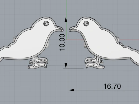 Bird stud earring model 706 3D Print Model