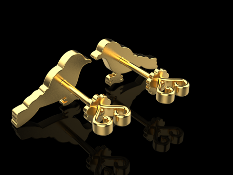 Bird stud earring model 706 3D Print Model