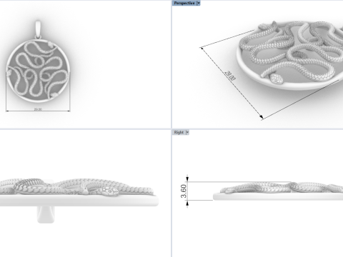 Yılan kolye modeli 709 3D Baskı Modeli