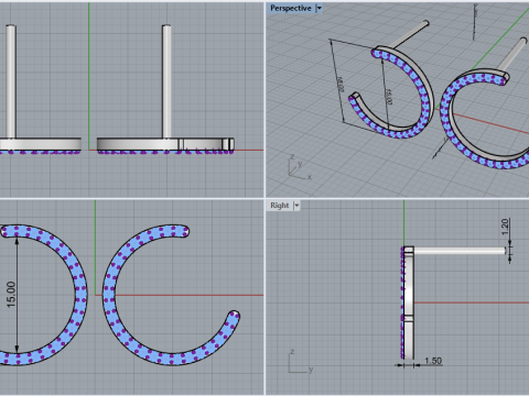 Кругла сережка-гвоздик модель 711 3D Принт Модель