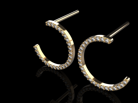 Кругла сережка-гвоздик модель 711 3D Принт Модель