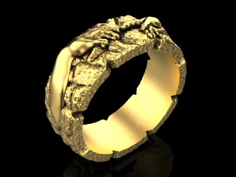 Hand Of God Ring Creation Of Adam model 713 3D Print Model