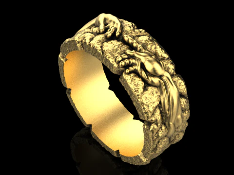 Hand Of God Ring Creation Of Adam model 713 3D Print Model