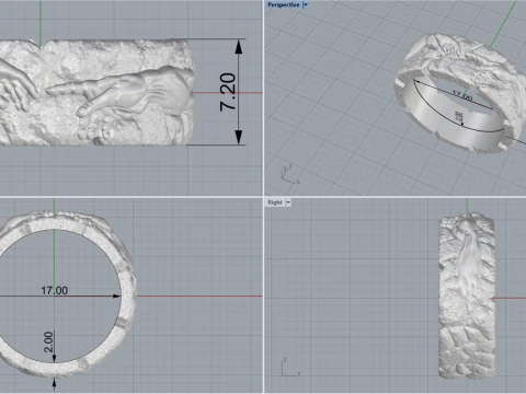 Hand Of God Ring Creation Of Adam model 713 3D Print Model