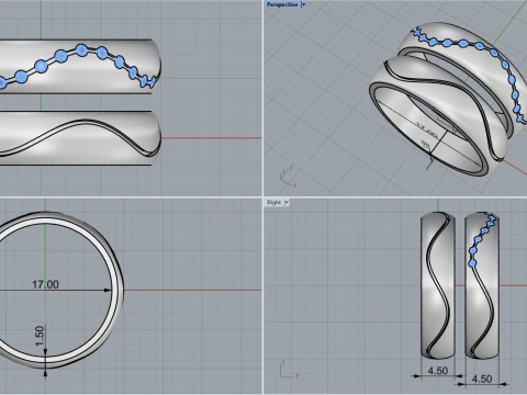 Wedding ring model 718 3D Print Model