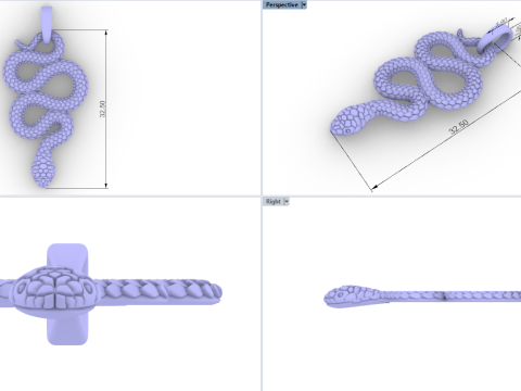 Snake pendant model 720 3D Print Model