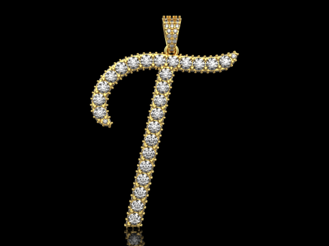 초기 문자 T 펜던트 모델 728 3D 프린트 모델