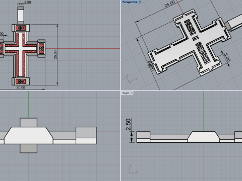 Dubbelzijdig kruis model 721 3D printmodel