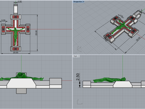 Dubbelzijdig kruis model 722 3D printmodel
