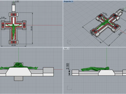 Double side cross model 722 3D Print Model