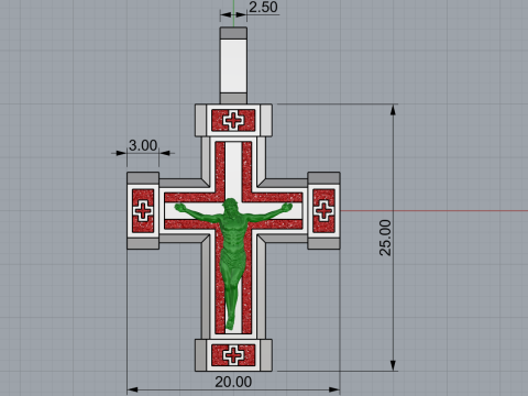 Dubbelzijdig kruis model 722 3D printmodel