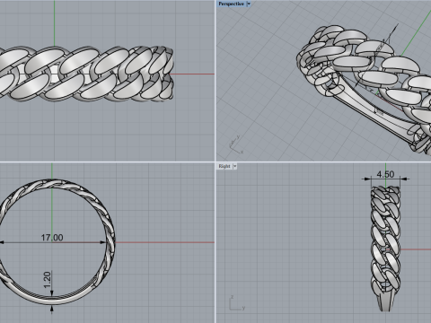 Cuban chain ring model 726 3D Print Model