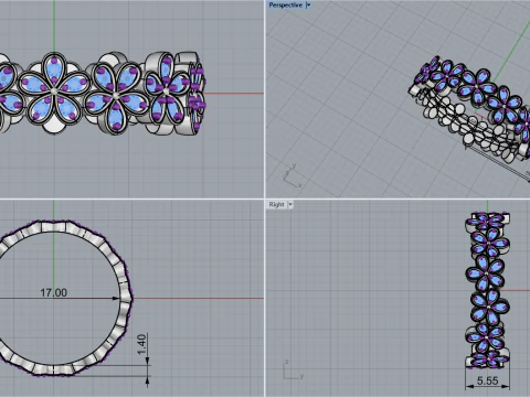 Flower ring model 727 3D Print Model