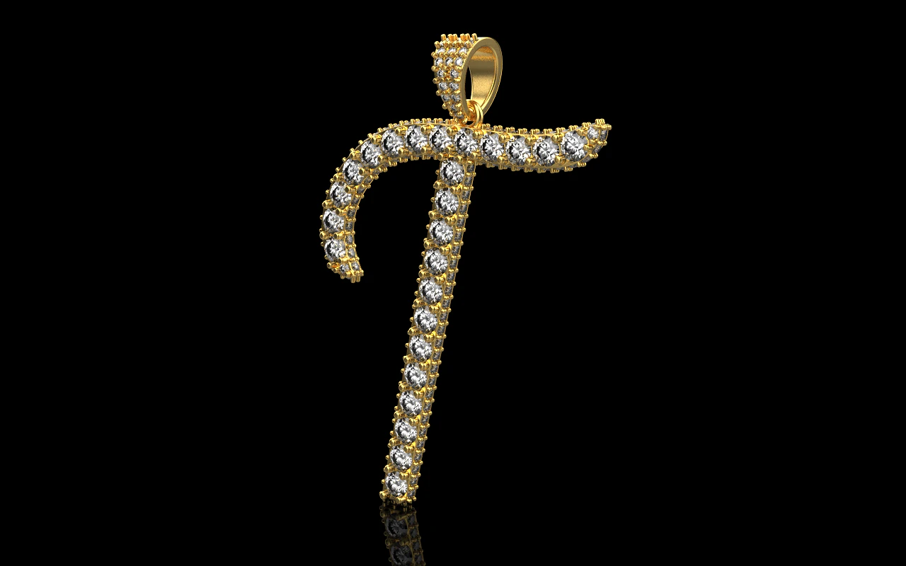 Initial letter T pendant model 728 3D Print Model .c4d .max .obj .3ds .fbx .stl .blend