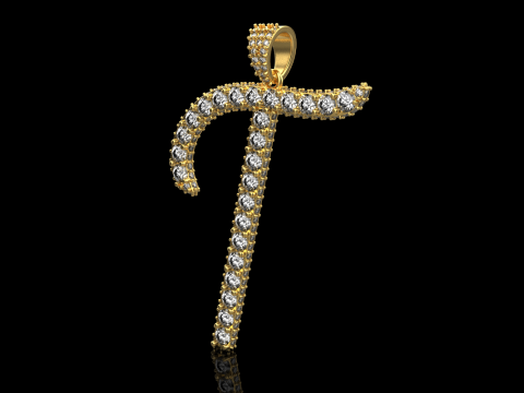 Liontin huruf awal T model 728 Model Cetak 3D