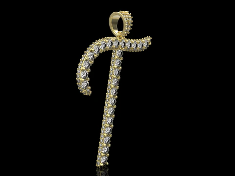 Initial letter T pendant model 728 3D Print Model