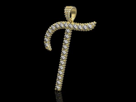 Initial letter T pendant model 728 3D Print Model
