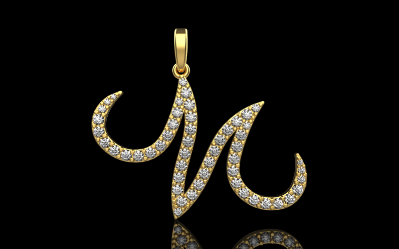 Initial letter M pendant model 729 3D Print Model .c4d .max .obj .3ds .fbx .stl .blend 