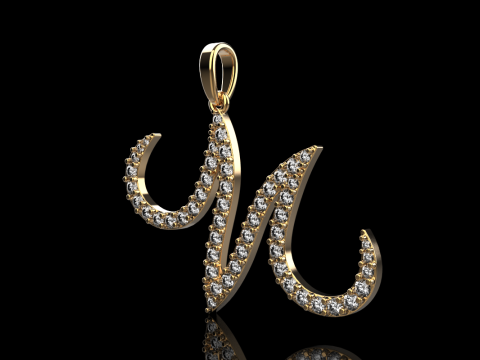 Initial letter M pendant model 729 3D Print Model