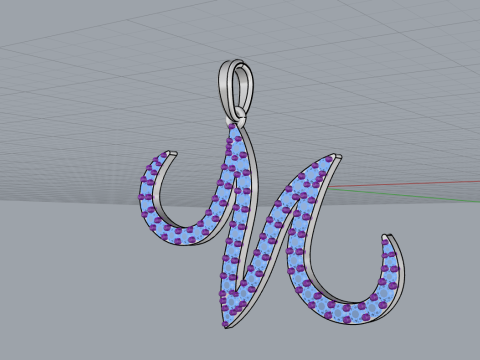 Initial letter M pendant model 729 3D Print Model