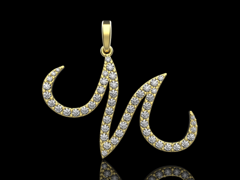 Initial letter M pendant model 729 3D Print Model