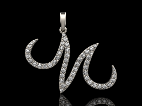 Initial letter M pendant model 729 3D Print Model