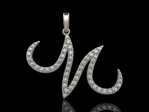 Initial letter M pendant model 729 3D Print Model